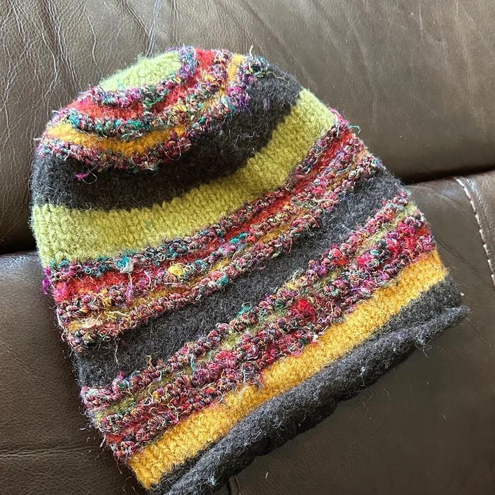 Zig zag Colorful slouchy Knit wool and silk Beanie - Picture 2 of 10